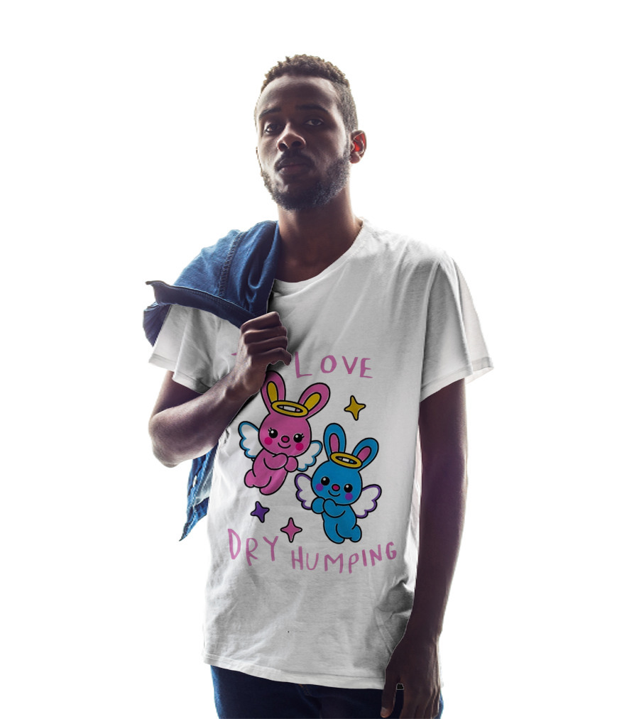 Angel Bunnies I Love Dry Humping Funny Cartoon Characters T-Shirt