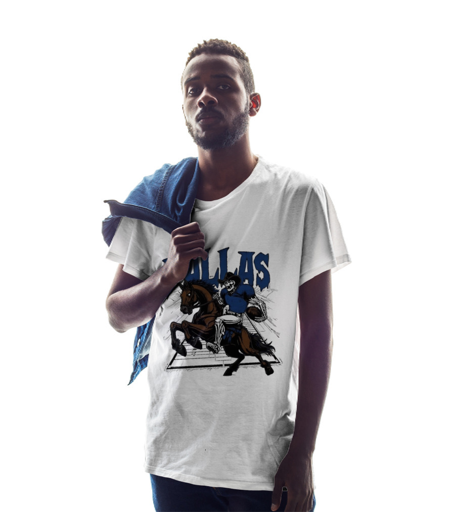 Dallas Cowboy Skeleton Riding Horse Playing Football T-Shirt