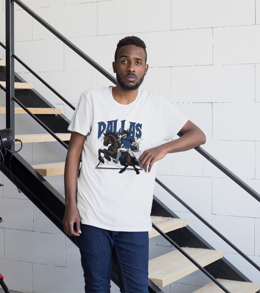 Dallas Cowboy Skeleton Riding Horse Playing Football T-Shirt