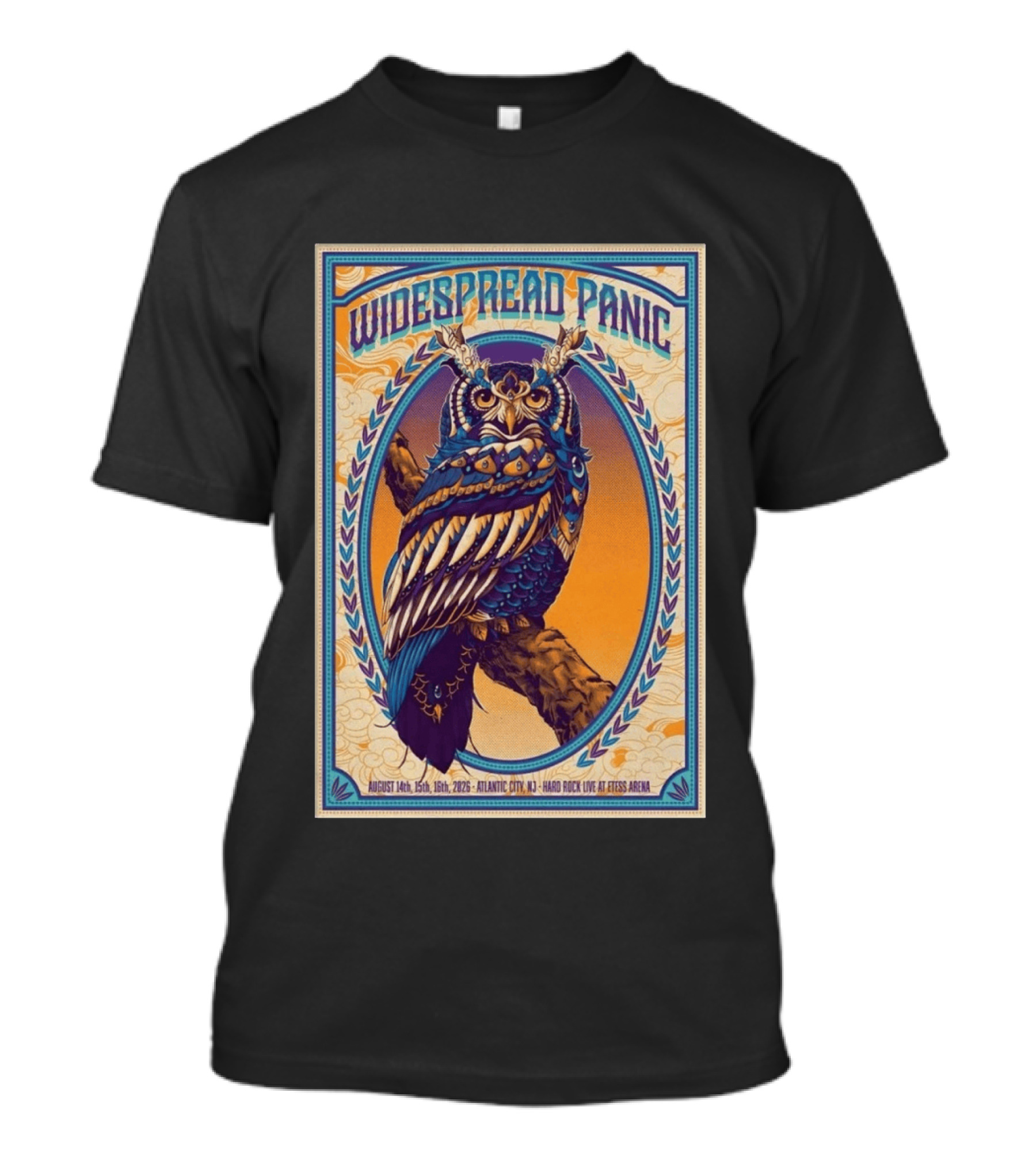 Widespread Panic Atlantic City August 14 16 2026 Hard Rock Live At Etess Arena Owl T-Shirt