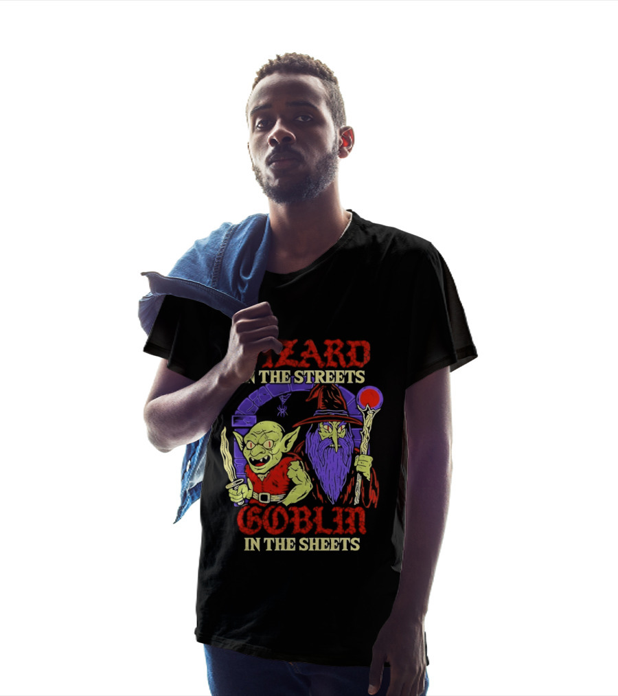 Wizard In The Streets Goblin In The Sheets Funny Fantasy Duo T-Shirt