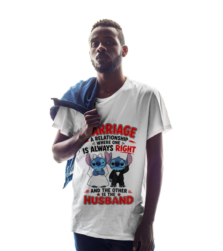 Marriage Relationship Where One Is Always Right And The Other Is The Husband Stitch And Angel T-Shirt