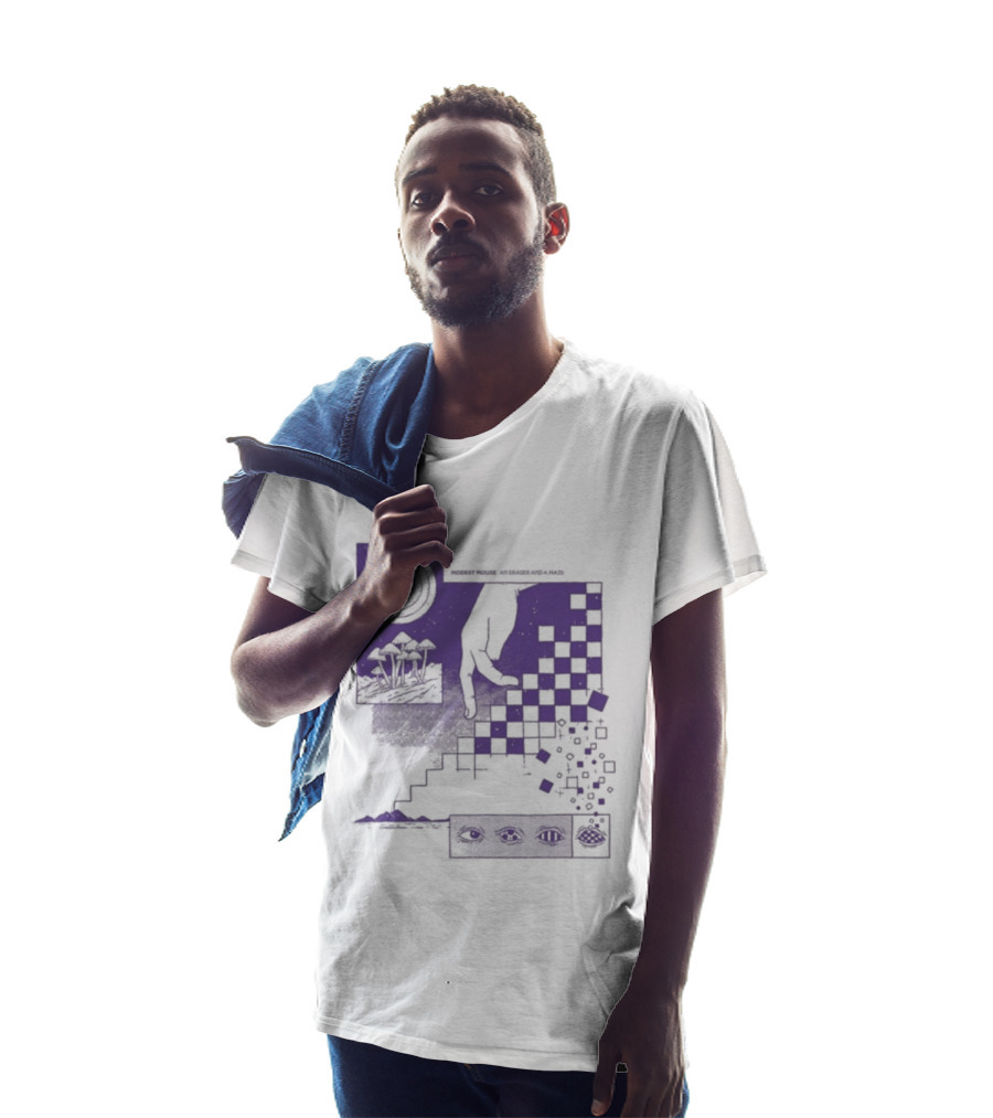 Modest Mouse An Eraser And A Maze Album Artwork Purple Checkerboard T-Shirt