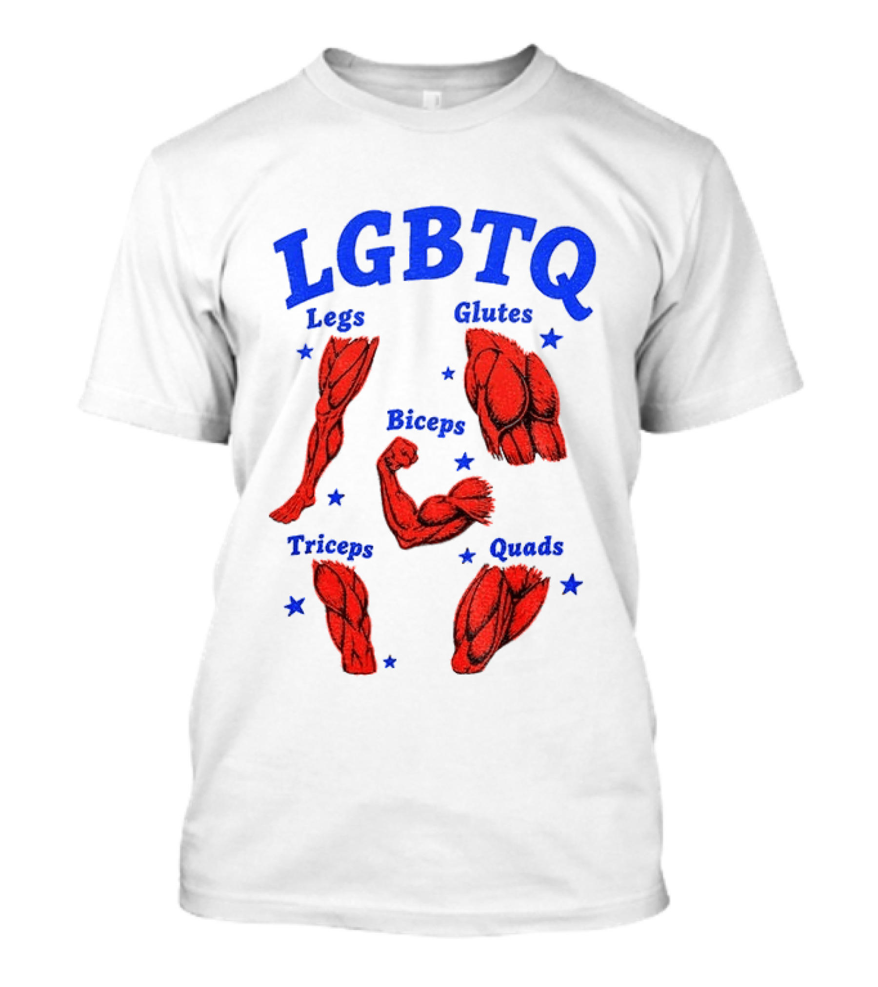 LGBTQ Muscular Anatomical Legs Glutes Biceps Triceps Quads Workout T-Shirt