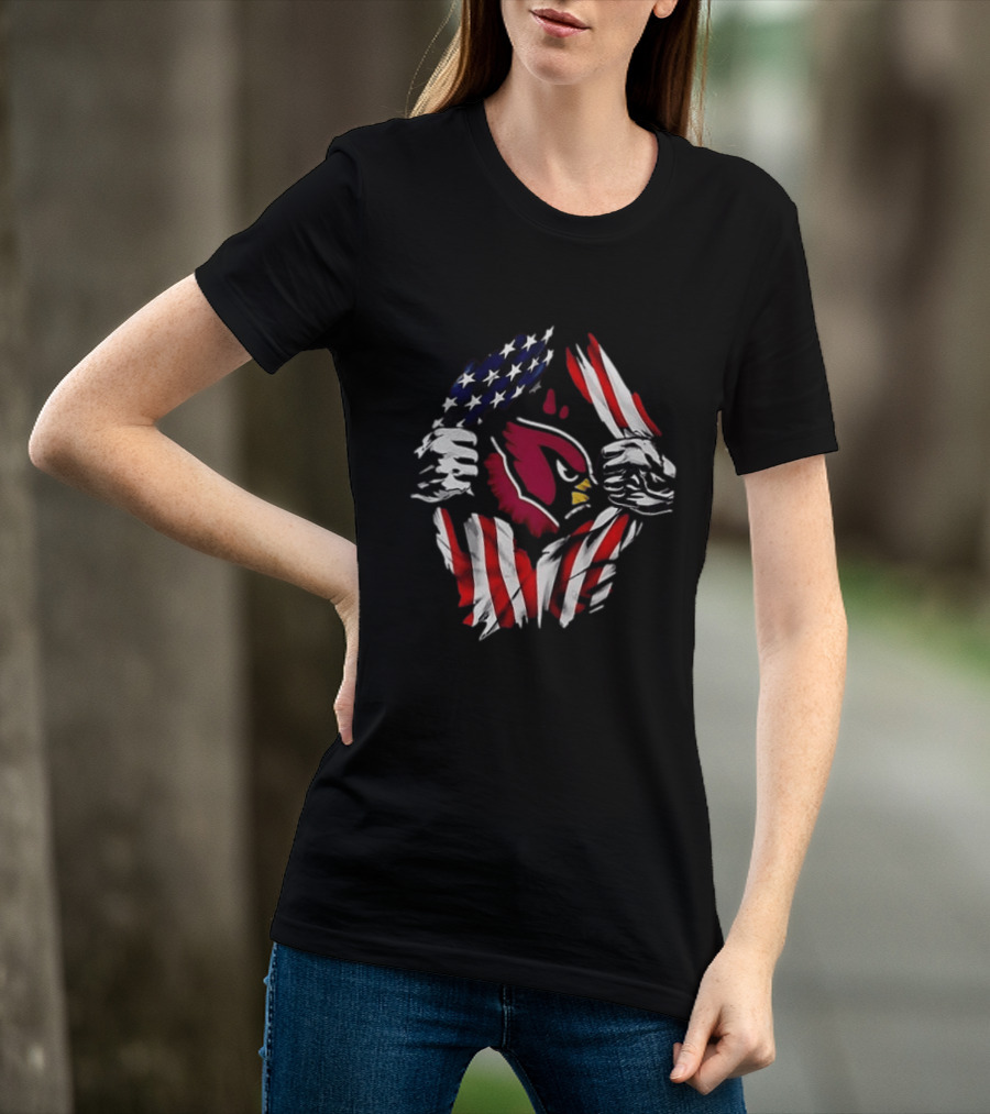 Arizona Cardinals American Flag Bald Eagle Skull Super Man T-Shirt