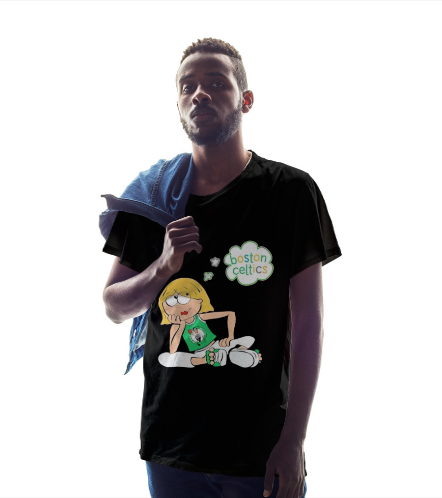 Boston Celtics NBA Cartoon Girl Sitting Thought Bubble T-Shirt