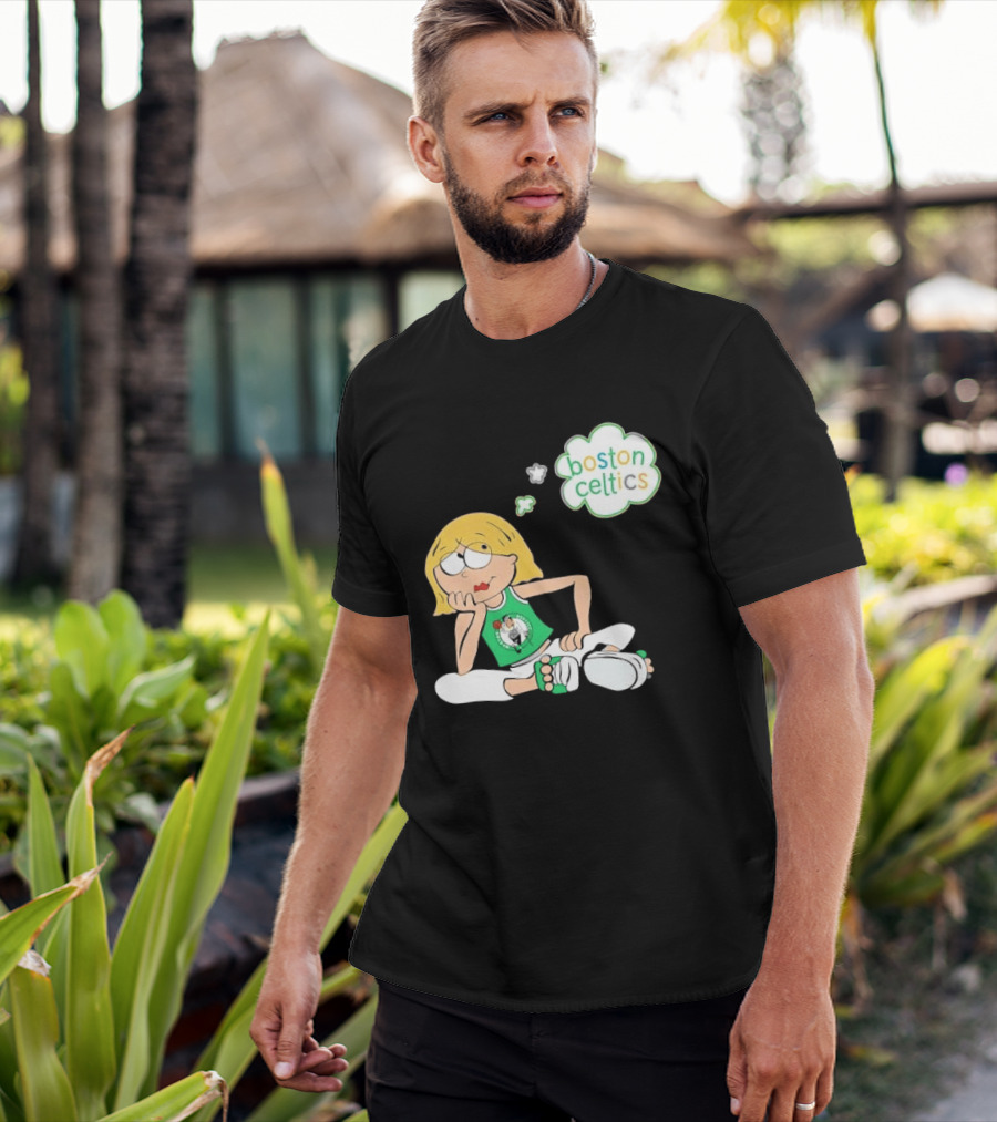 Boston Celtics NBA Cartoon Girl Sitting Thought Bubble T-Shirt