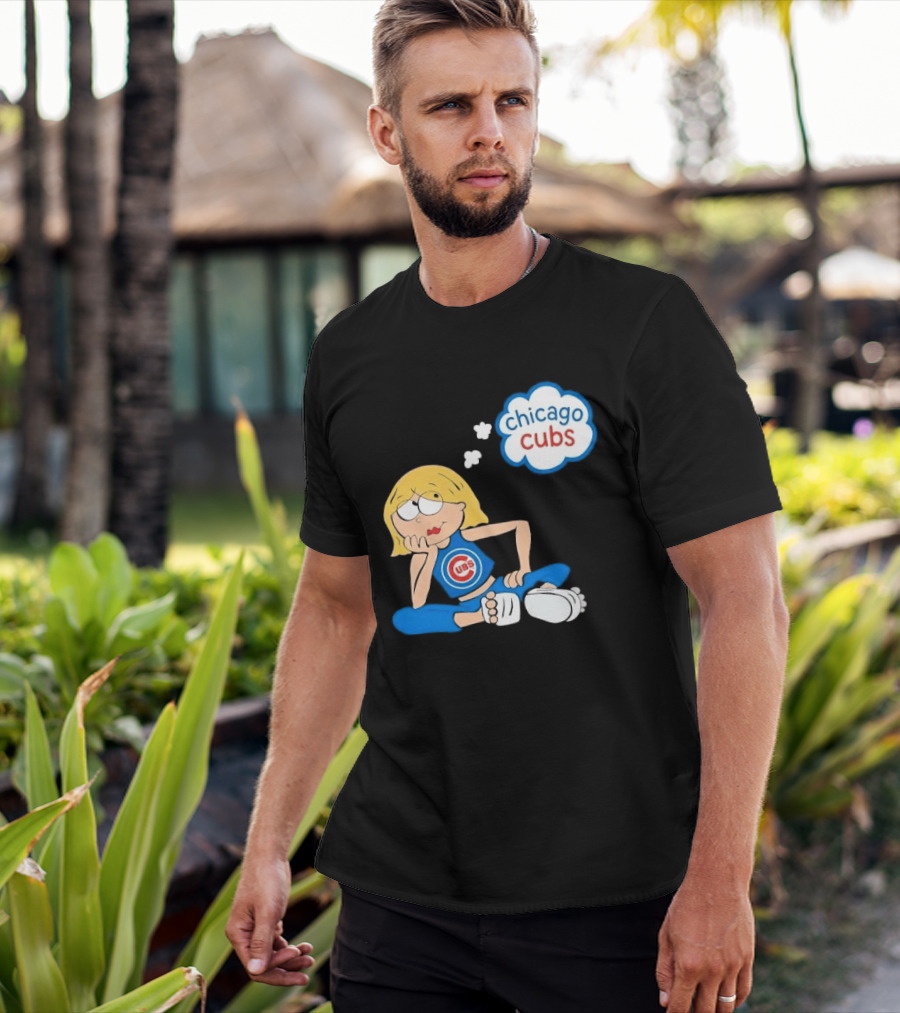 Chicago Cubs MLB Blonde Cartoon Girl Sitting Thought Bubble T-Shirt