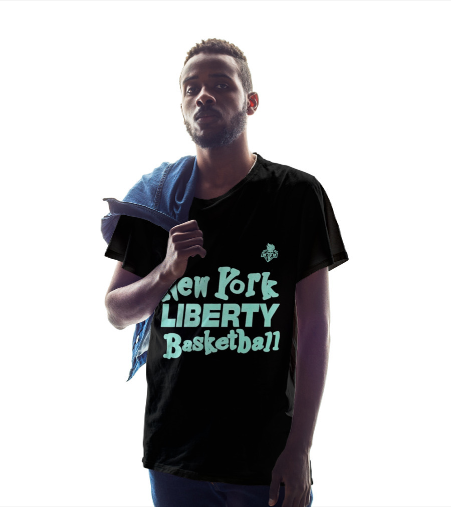 Jason Sudeikis Playa Society New York Liberty Basketball Wordmark T-Shirt
