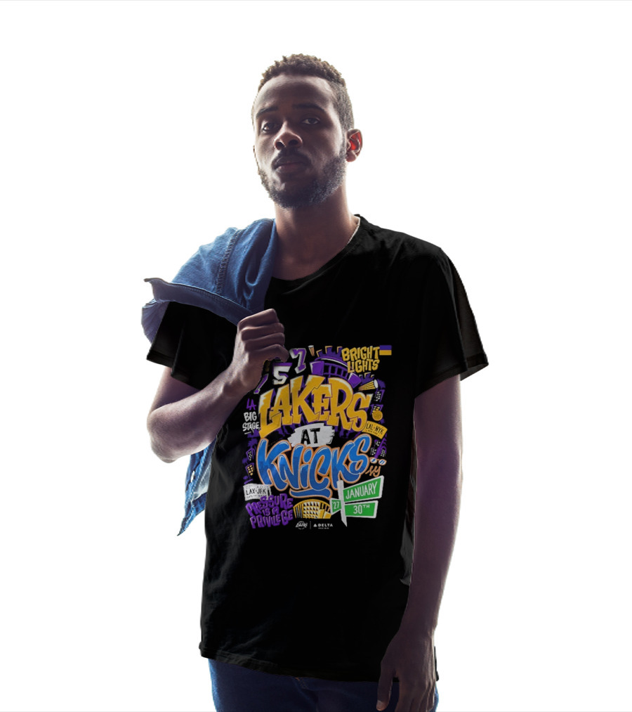 Lakers At Knicks Bright Lights New York January 27 30 2026 T-Shirt