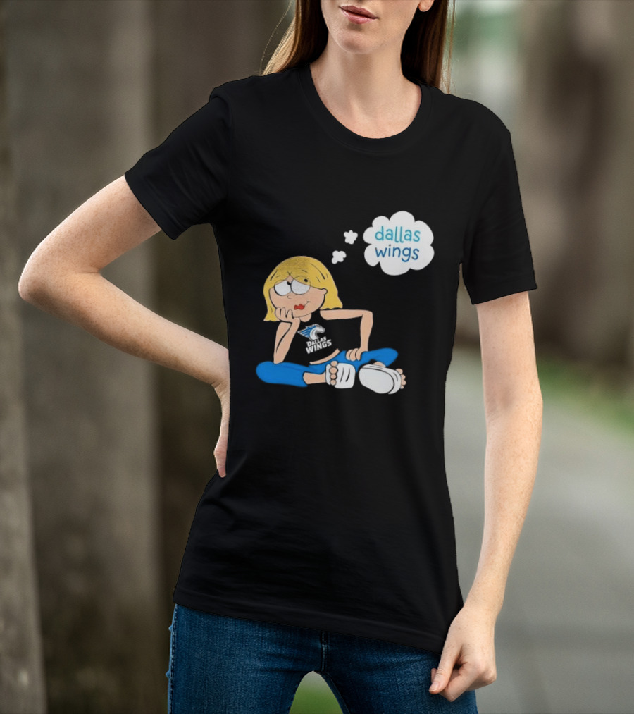 Dallas Wings WNBA Cartoon Blonde Girl Daydreaming Thought Bubble T-Shirt