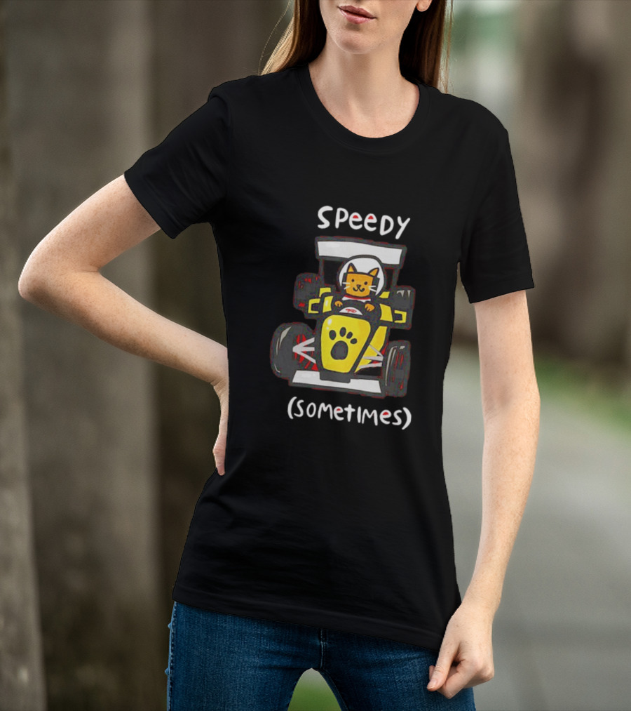 Speedy Sometimes Cat Racecar Paw Print Racing T-Shirt