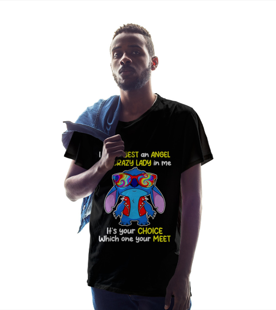 Stitch Disney Best Angel Crazy Lady Choice Meet T-Shirt