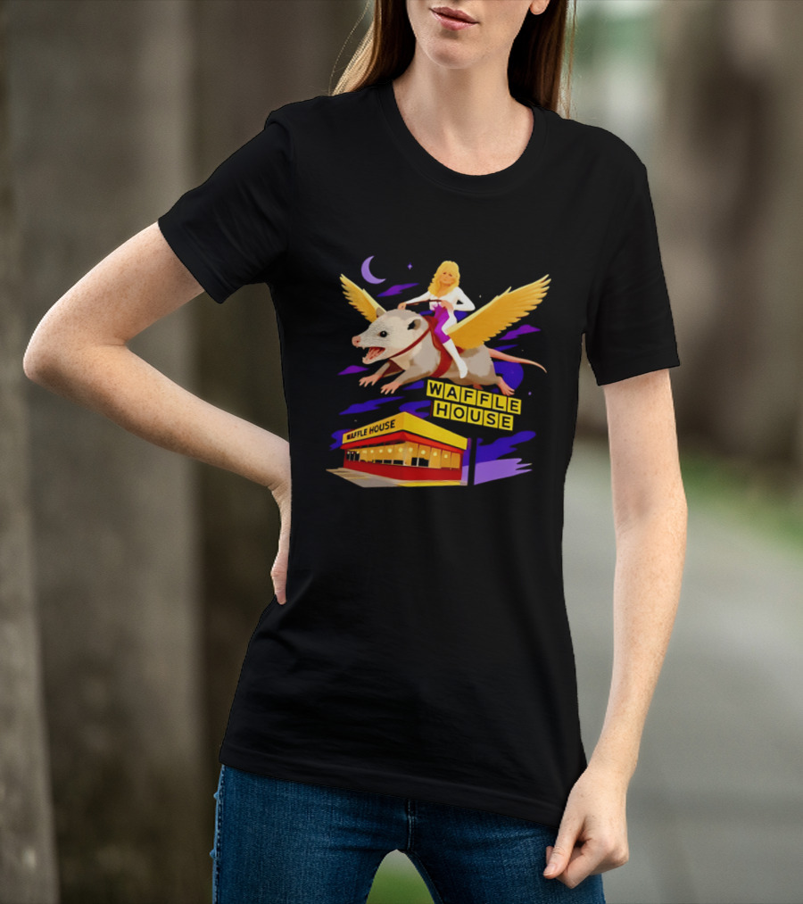 Waffle House Dolly Parton Flying Opossum Adventure T-Shirt