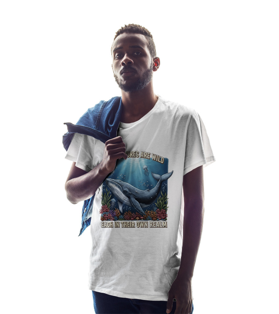 All Creatures Are Wild Humpback Whale Ocean Coral Reef Jellyfish Realm T-Shirt