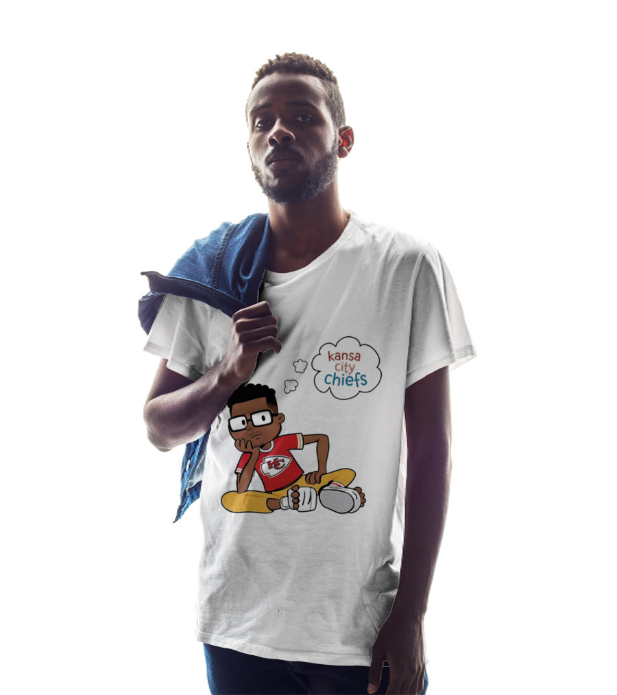Kansas City Chiefs Cartoon Boy Thought Bubble Sitting With KC T-Shirt