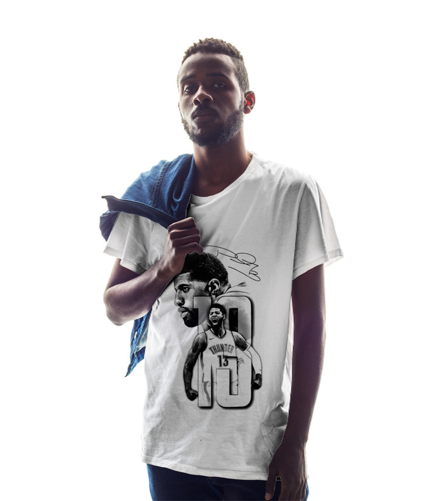 Paul George Oklahoma City Thunder Basketball Player Sketch T-Shirt