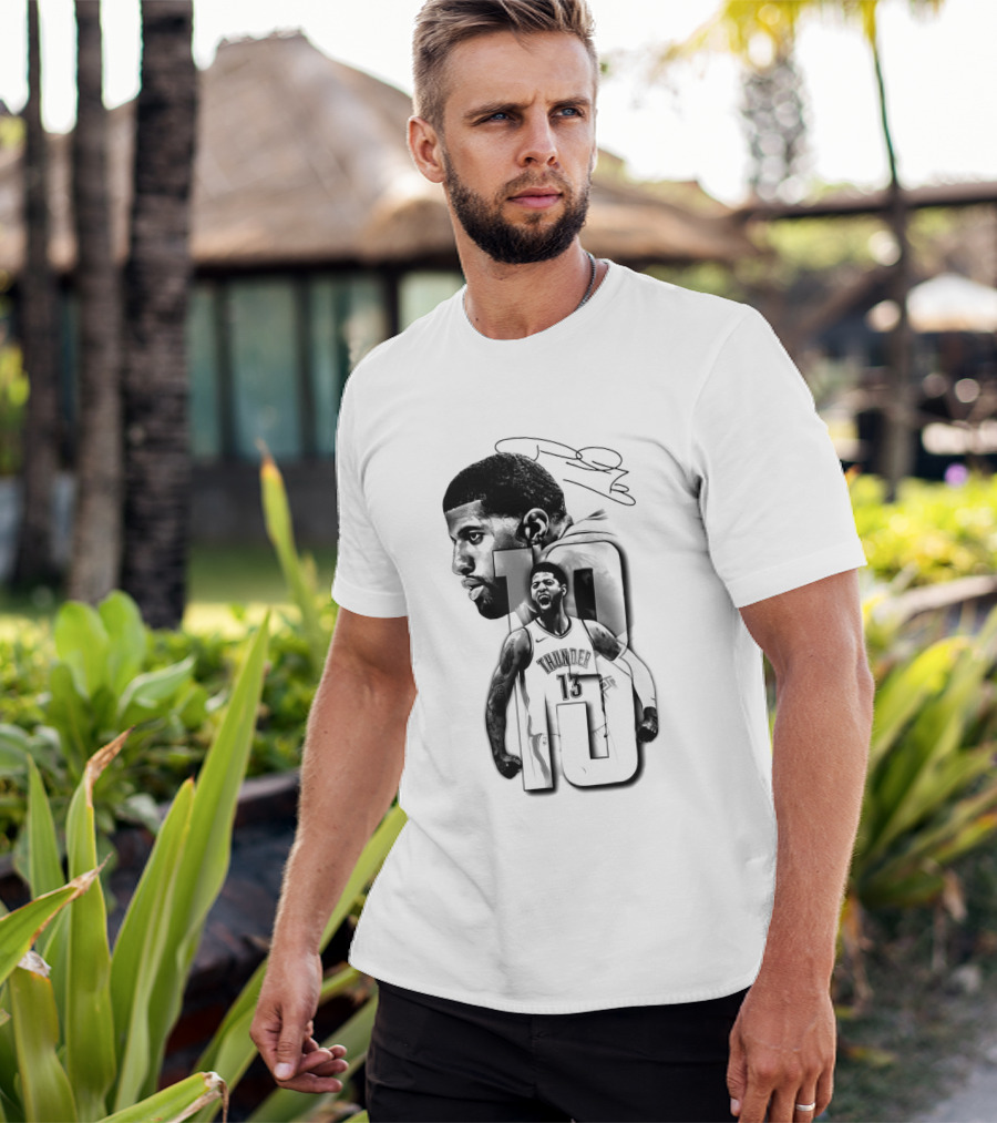 Paul George Oklahoma City Thunder Basketball Player Sketch T-Shirt