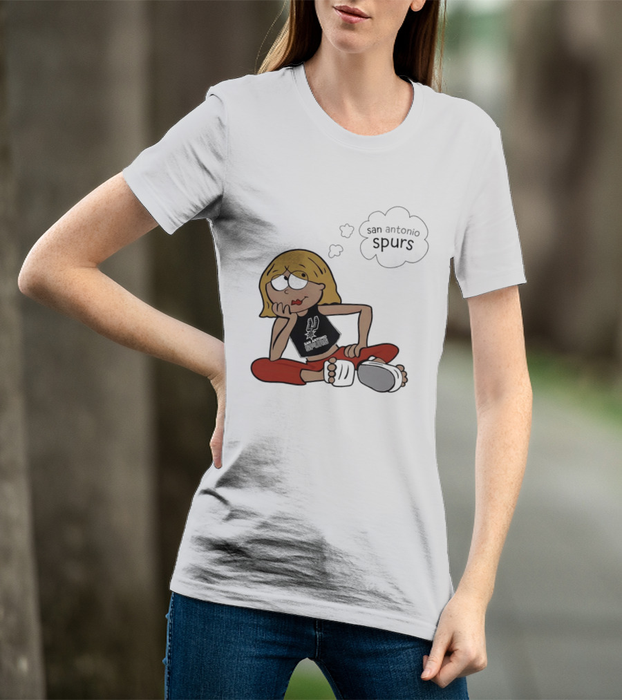 San Antonio Spurs Cartoon Blonde Girl Thought Bubble Daydreaming T-Shirt