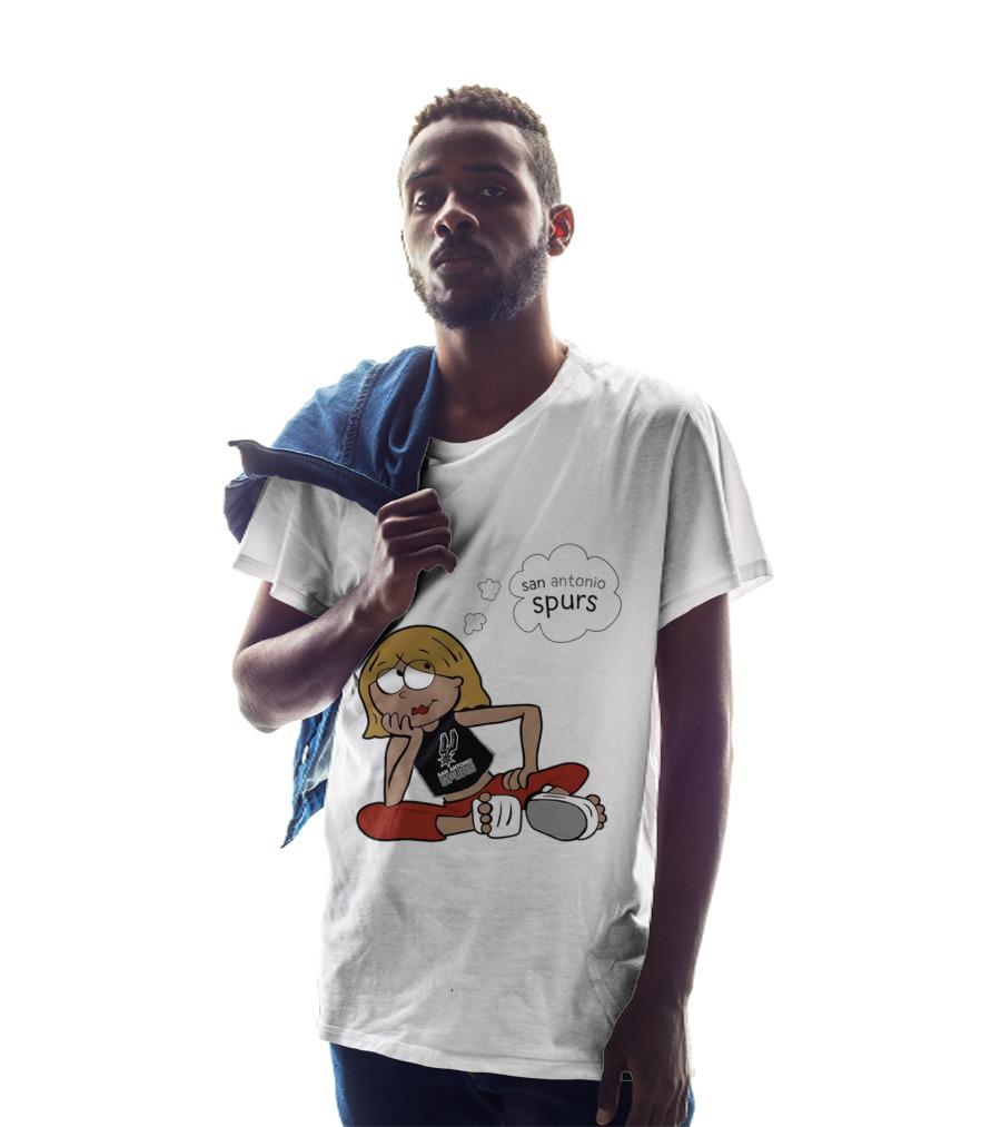 San Antonio Spurs Cartoon Blonde Girl Thought Bubble Daydreaming T-Shirt
