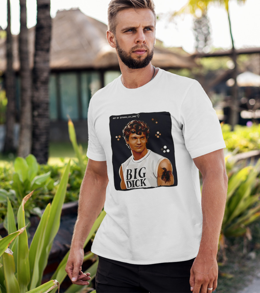 Tanya Lily Jane Big Dick Art Featuring Curly Haired Man T-Shirt