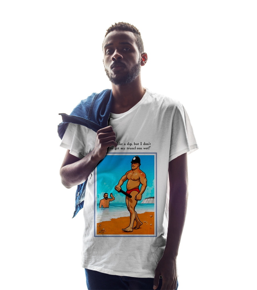 I Should Like A Dip But I Don't Want To Get My Truncheon Wet Beach Scene T-Shirt