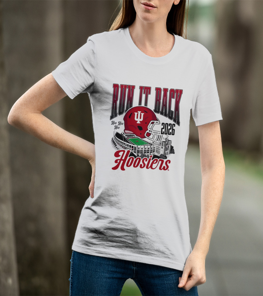 Run It Back Hoo Hoo Hoo 2026 Hoosiers Indiana University Football Stadium Helmet T-Shirt