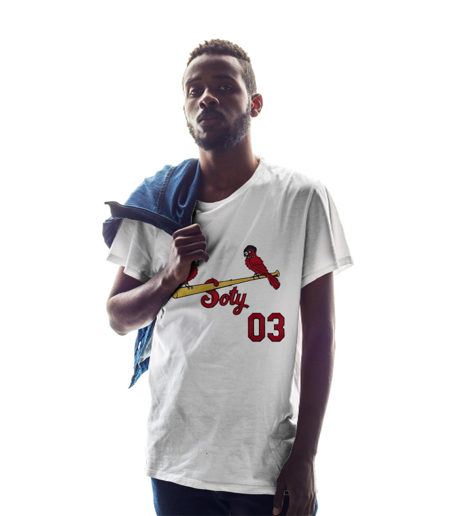 Soty 03 St Louis Cardinals Cartoon Emo Birds On Baseball Bat T-Shirt