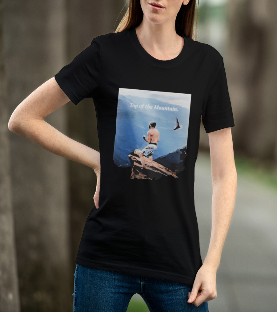 Islam Makhachev Top Of The Mountain Scenic Martial Arts Triumph T-Shirt