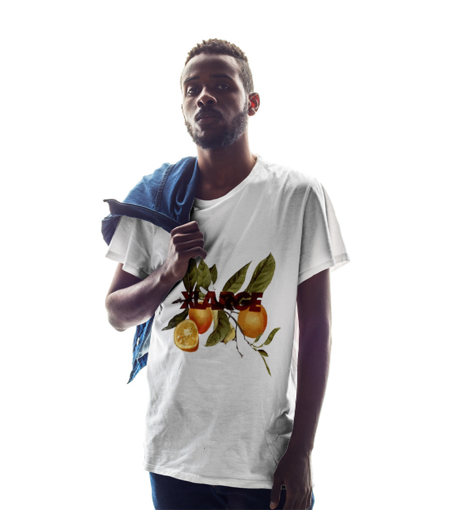 Xlarge Watercolor Oranges Citrus Branch Leaves Slice T-Shirt