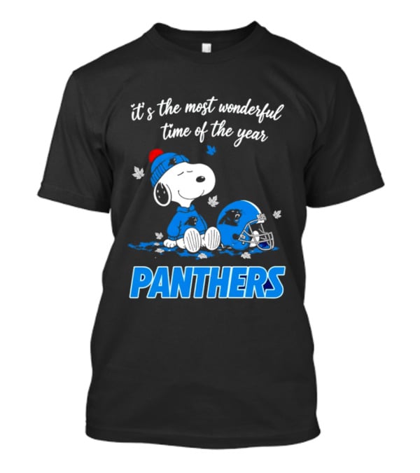 Panthers It's The Most Wonderful Time Of The Year Cartoon Snoopy Beanie Helmet T-Shirt