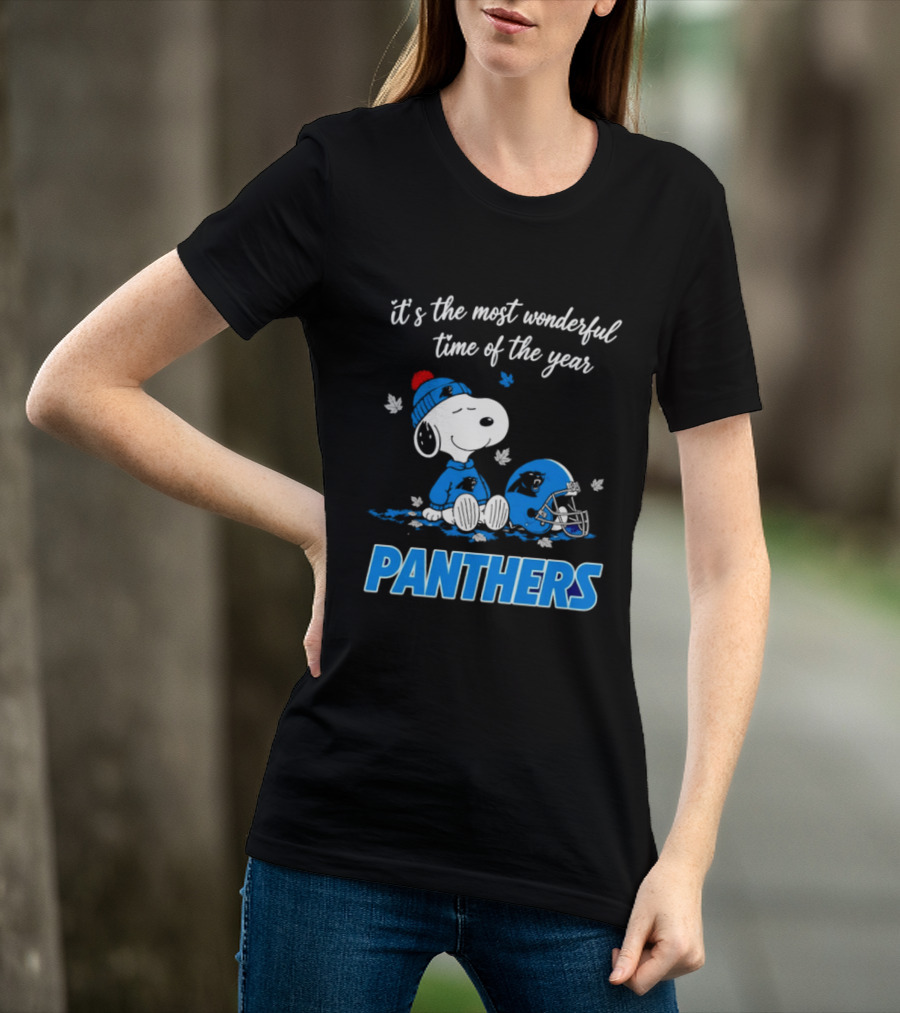 Panthers It's The Most Wonderful Time Of The Year Cartoon Snoopy Beanie Helmet T-Shirt