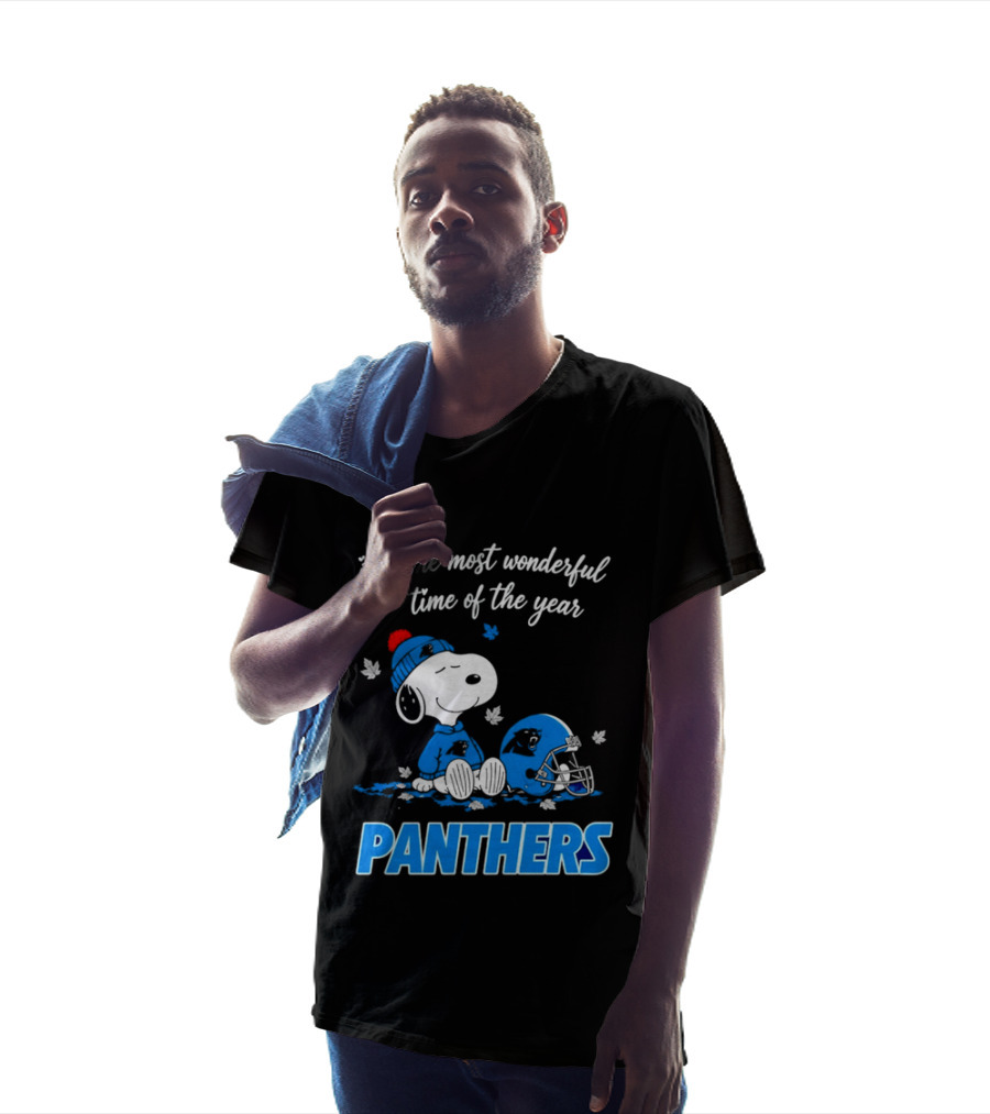 Panthers It's The Most Wonderful Time Of The Year Cartoon Snoopy Beanie Helmet T-Shirt
