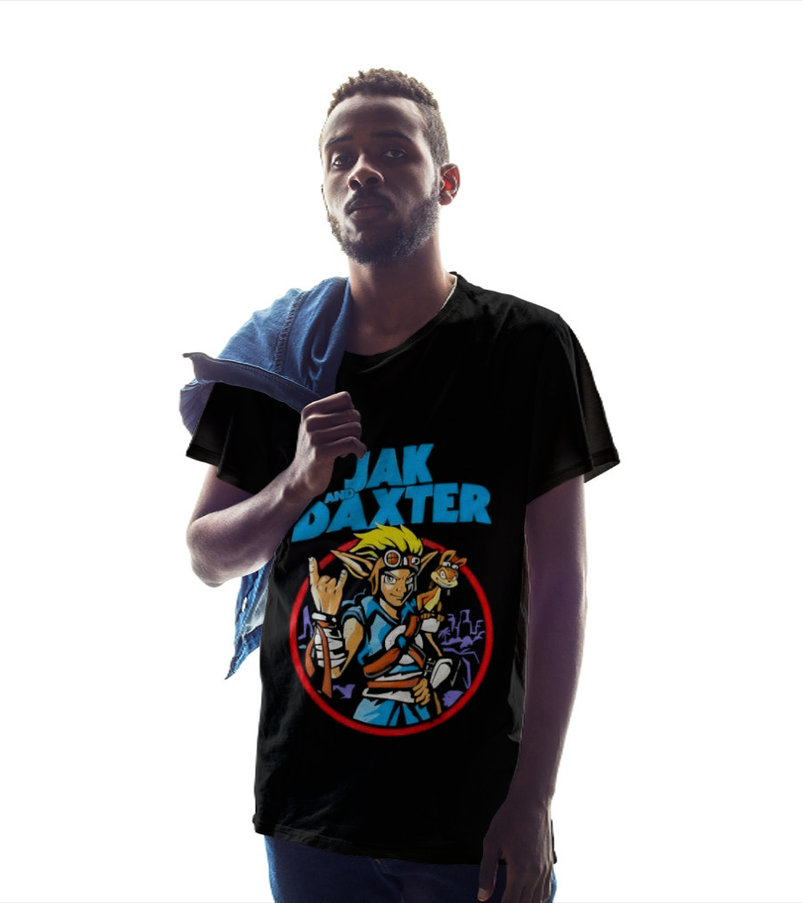 Jak And Daxter Cartoon Hero With Goggles In Red Circle T-Shirt