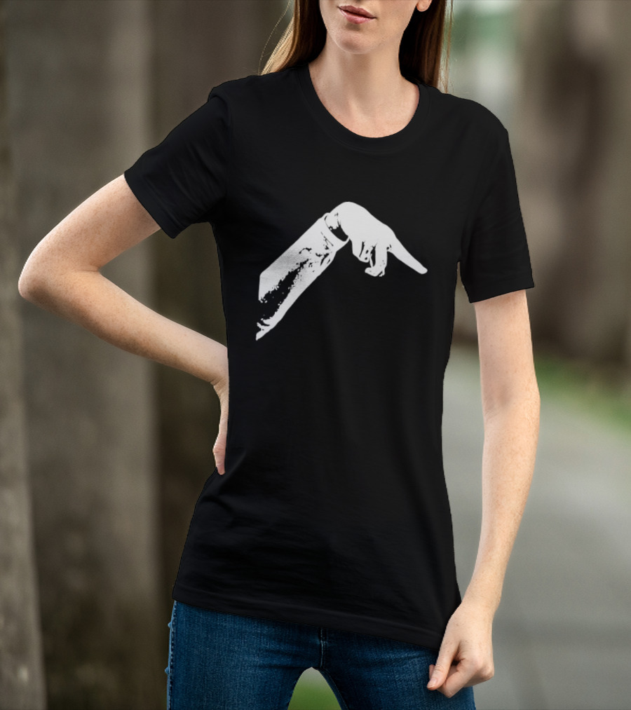 Monochrome Pointing Hand Sleeve Downward T-Shirt