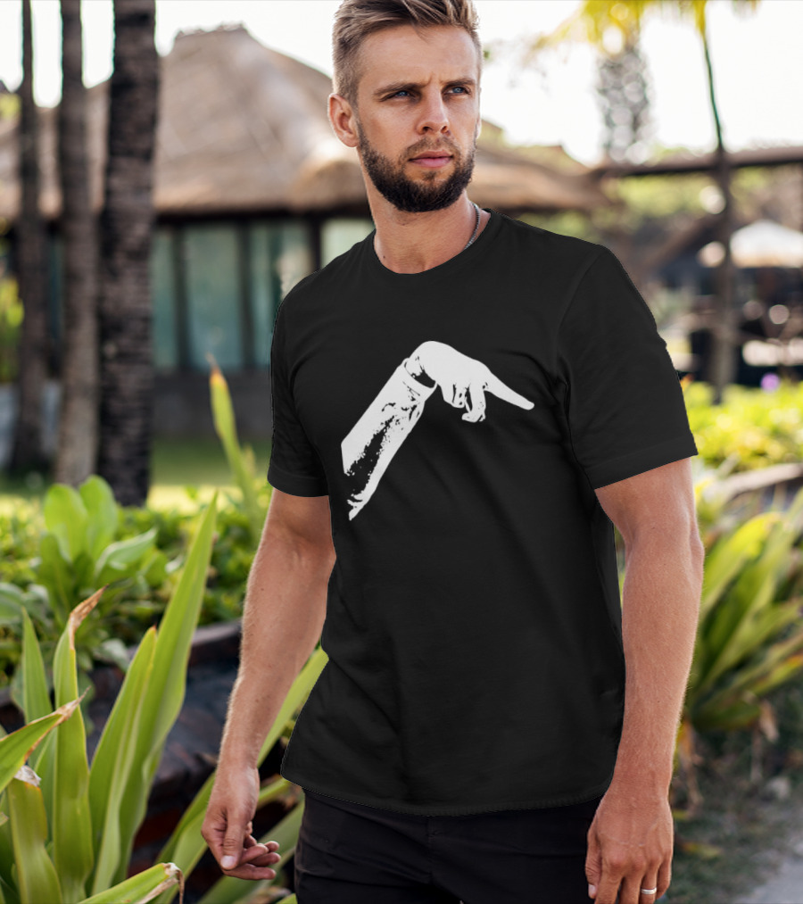 Monochrome Pointing Hand Sleeve Downward T-Shirt