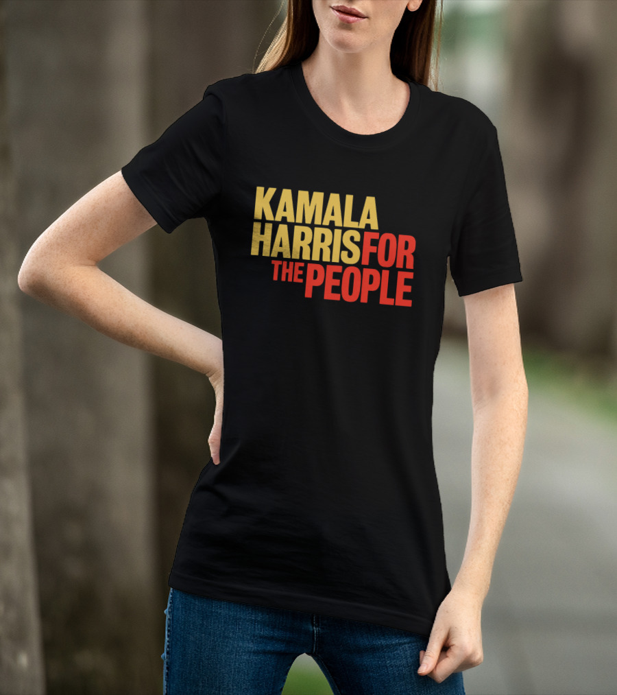Kamala Harris For The People Text Classic Bold Yellow And Red T-Shirt