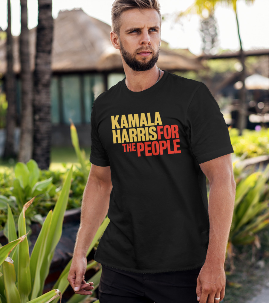 Kamala Harris For The People Text Classic Bold Yellow And Red T-Shirt