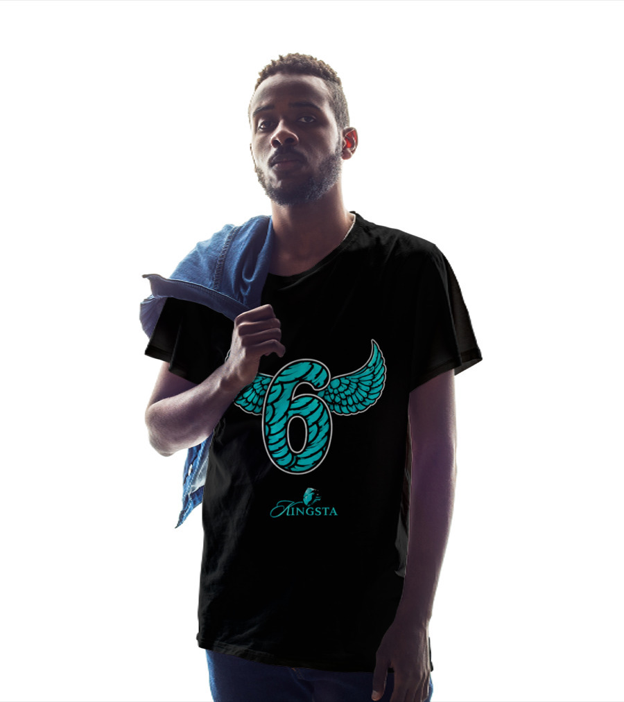 Kingsta Turquoise Feathered Wings Number 6 T-Shirt