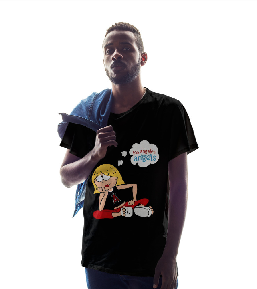 Los Angeles Angels MLB Blonde Girl Thought Bubble Sitting Pose T-Shirt
