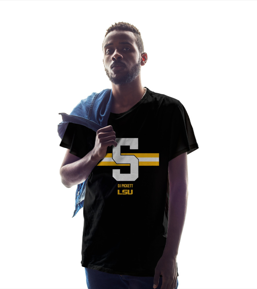 LSU Tigers DJ Pickett Number 5 Yellow T-Shirt