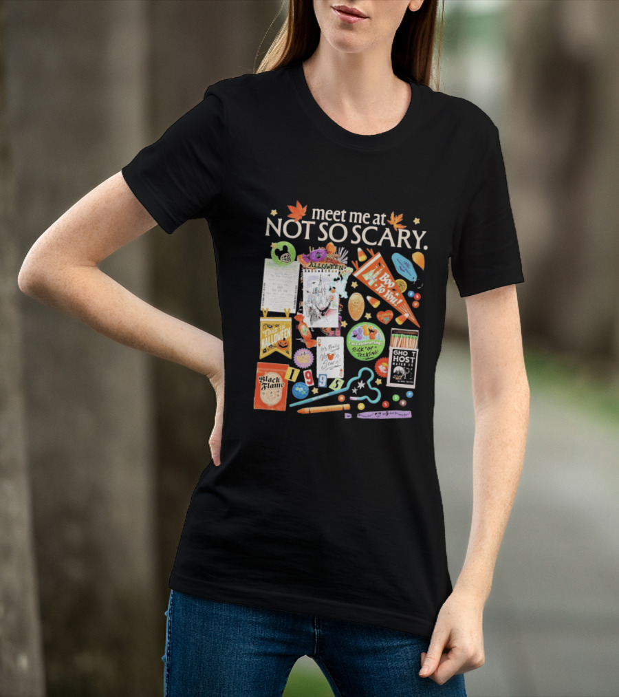 Meet Me At Not So Scary Boo To You Disney Halloween Trick Or Treating Black Flame Candle Halloween Party T-Shirt