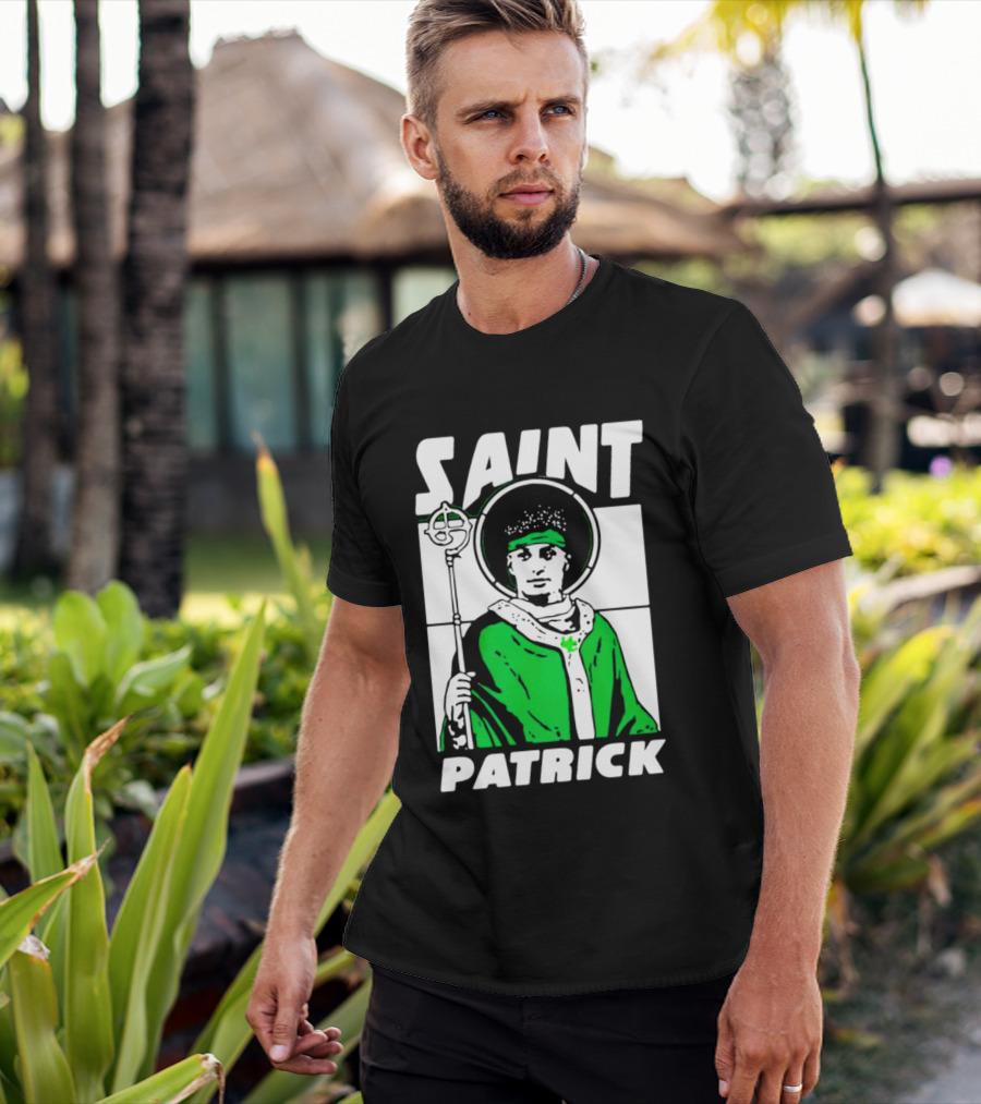 Saint Patrick Mahomes Kansas City Chiefs Iconic Green Halo And Staff T-Shirt