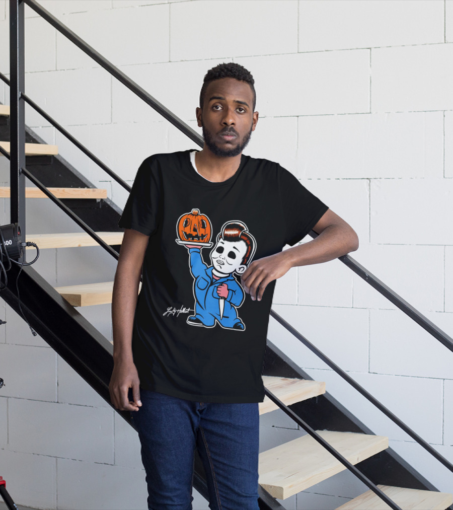 Michael Myers Big Boy Halloween Pumpkin Knife T-Shirt
