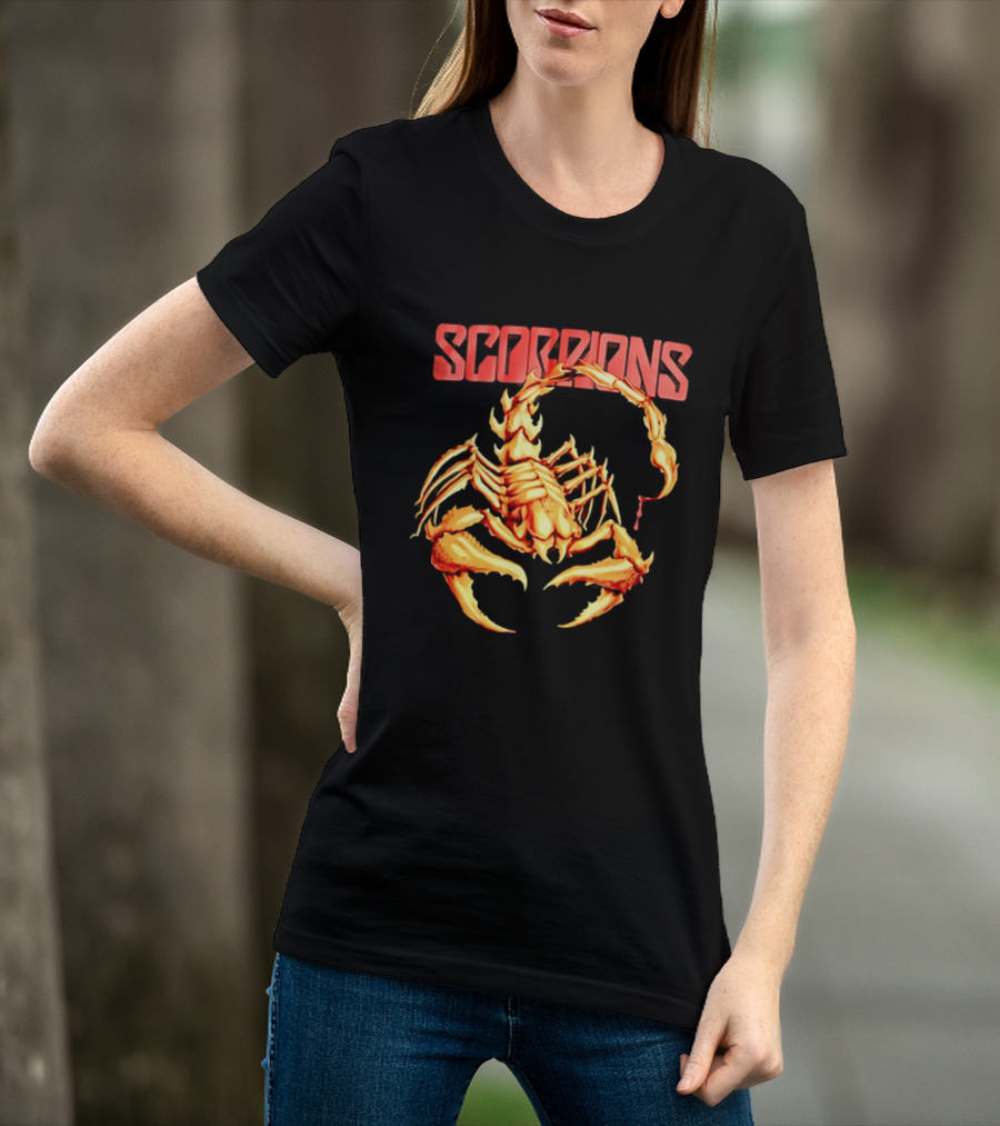 Scorpions Golden Metallic Skeleton Dripping Blood T-Shirt