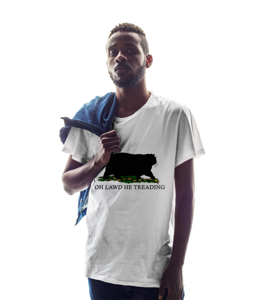 Oh Lawd He Treading Cat Silhouette With Snake And Grass T-Shirt