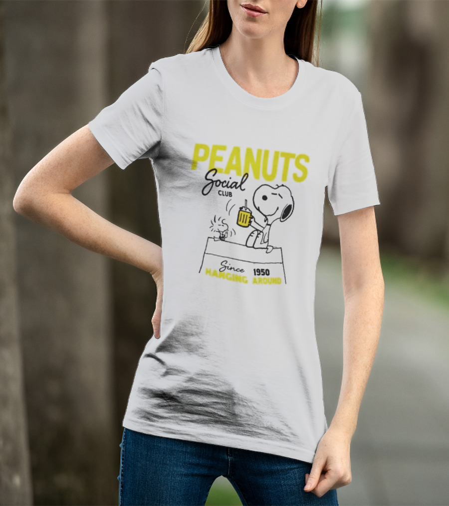 Peanuts Social Club Since 1950 Hanging Around Snoopy Woodstock T-Shirt