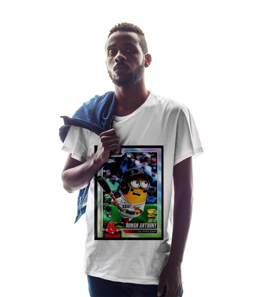 Minions Boston Red Sox Roman Anthony 2025 Topps Chrome Baseball Card T-Shirt