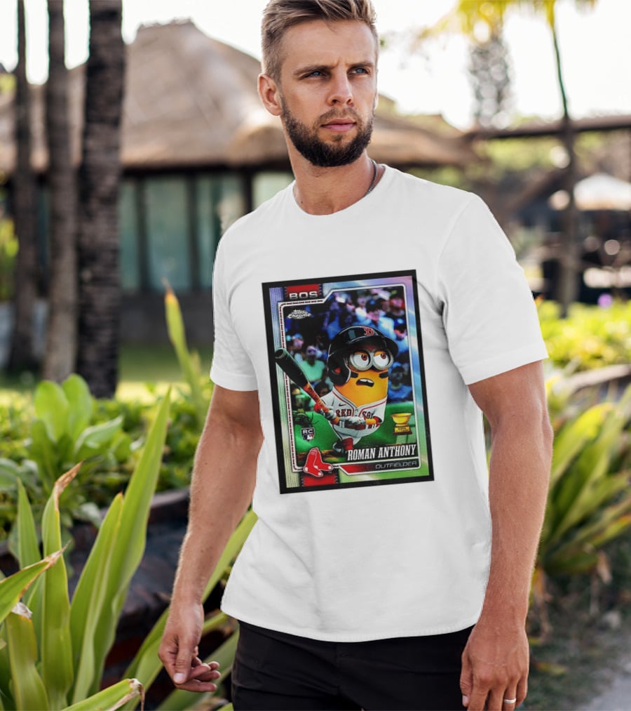 Minions Boston Red Sox Roman Anthony 2025 Topps Chrome Baseball Card T-Shirt