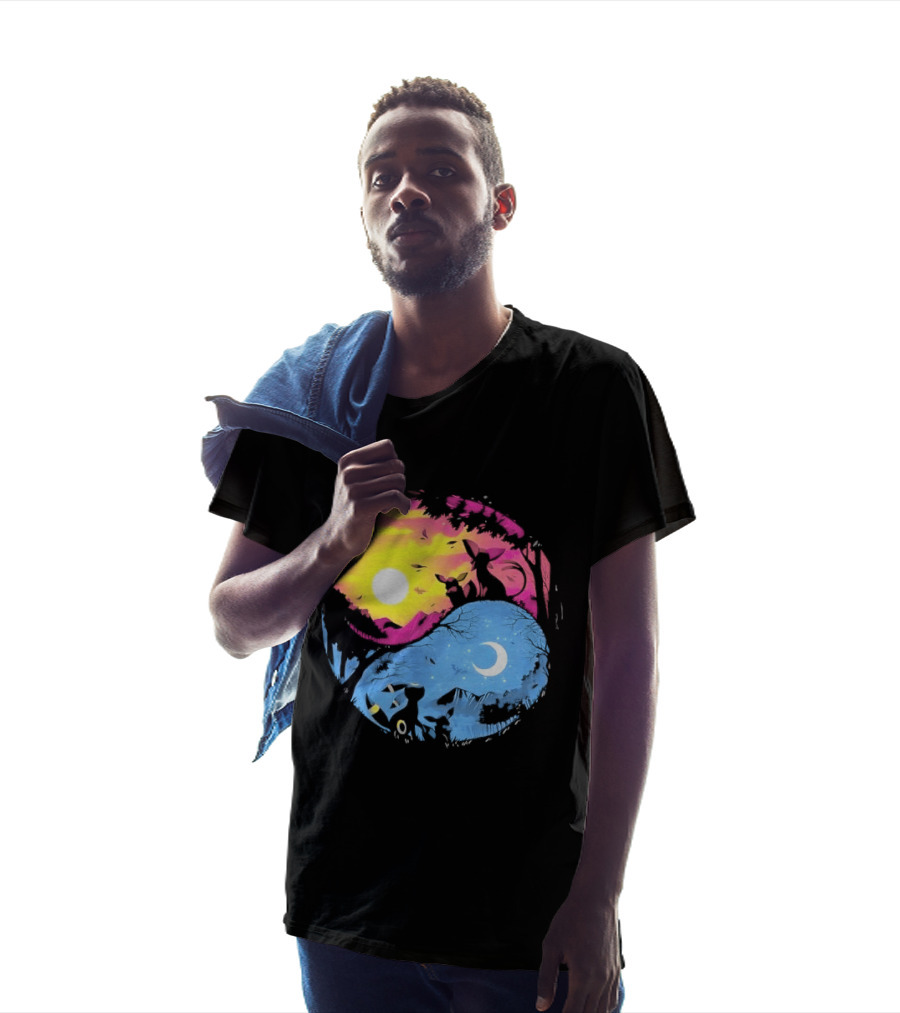 Yin Yang Espeon Umbreon Day Night Sunset Crescent Moon Harmony T-Shirt